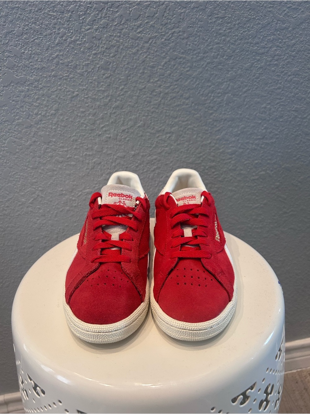 Reebok Red Suede Low-Top Sneakers